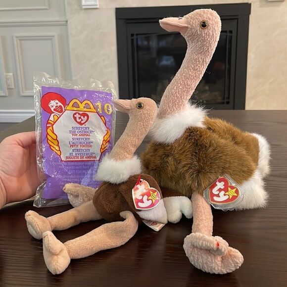 Stretch the Ostrich Ty Beanie Baby, Beanie Buddy and Teenie Beanie all with Tags - Picture 1 of 15